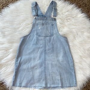 Wild Fable Denim Overall Dress. Light blue wash. Distressed hem. Size XS